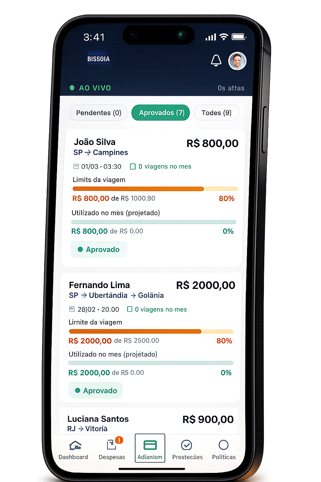 Preview do perfil Financeiro